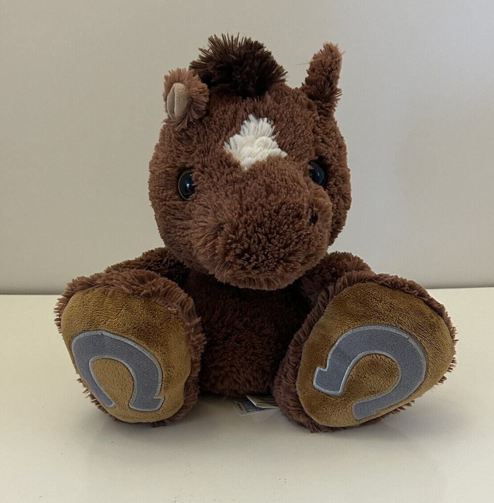 Aurora Brown Horse Plush Horseshoes Feet 10" Stuffed Animal Toy Pony Colt